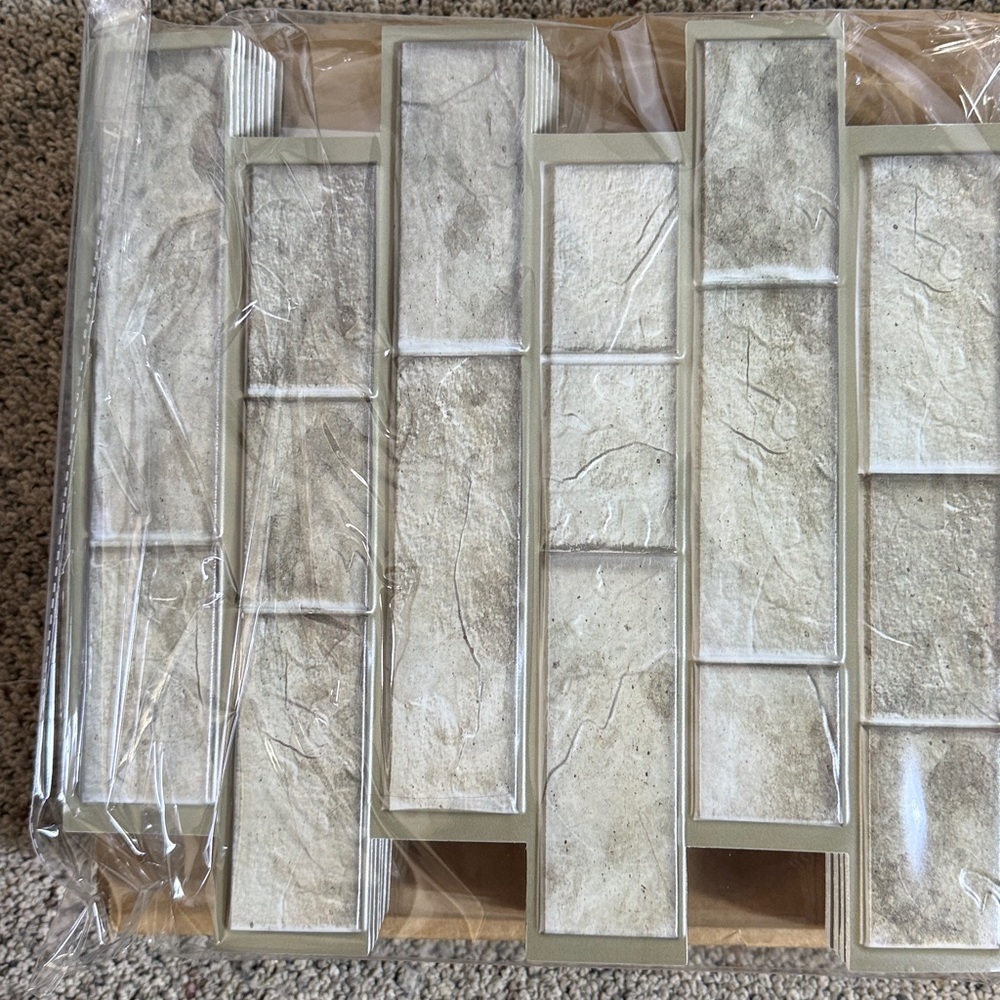 Peel and Stick Subway Tile Backsplash Dark Sage Stone Look NEW 20 Pieces 12”x12” - Picture 2 of 7